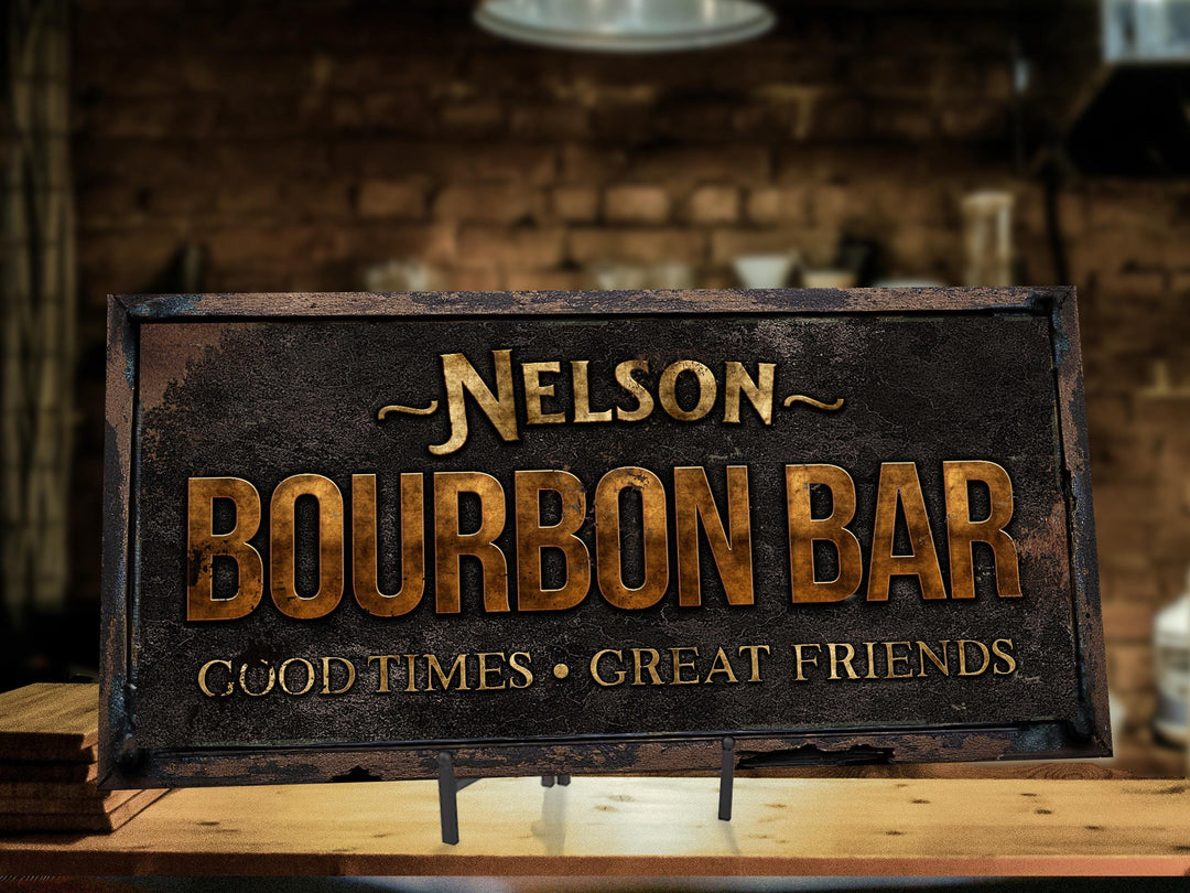 Bourbon Bar Sign | Personalized Bourbon Sign | Primitive Rust Bourbon Sign | Family Name Bourbon Sign | Bourbon Bar Decor Sign