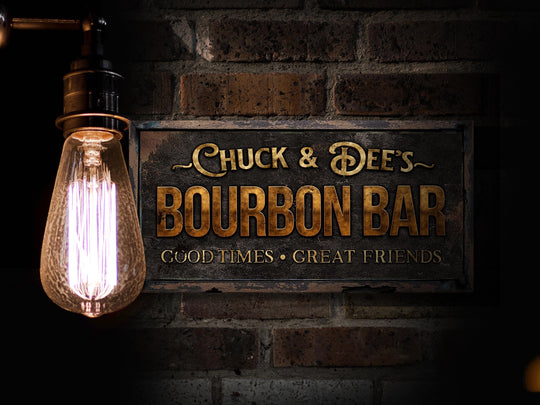 Bourbon Bar Sign | Personalized Bourbon Sign | Primitive Rust Bourbon Sign | Family Name Bourbon Sign | Bourbon Bar Decor Sign