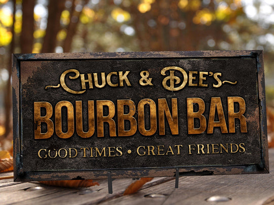 Bourbon Bar Sign | Personalized Bourbon Sign | Primitive Rust Bourbon Sign | Family Name Bourbon Sign | Bourbon Bar Decor Sign
