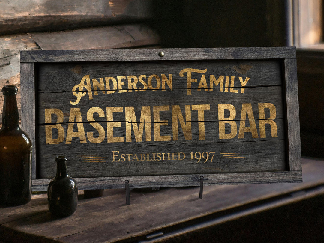 Personalized, Primitive, Basement Bar Sign.