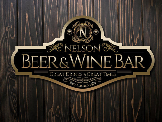 Beer and Wine Bar Sign | Personalized Bar Sign | Metal Bar Sign | Family Name Sign | Custom Wine Bar Sign | Beer & Wine Sign Gift