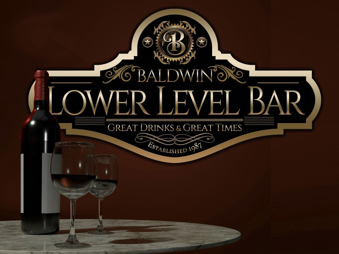 Lower Level Bar Sign | Personalized Bar Sign | Metal Bar Sign | Family Name Sign | Custom Lower Level Bar Sign | Lower Level Basement Bar