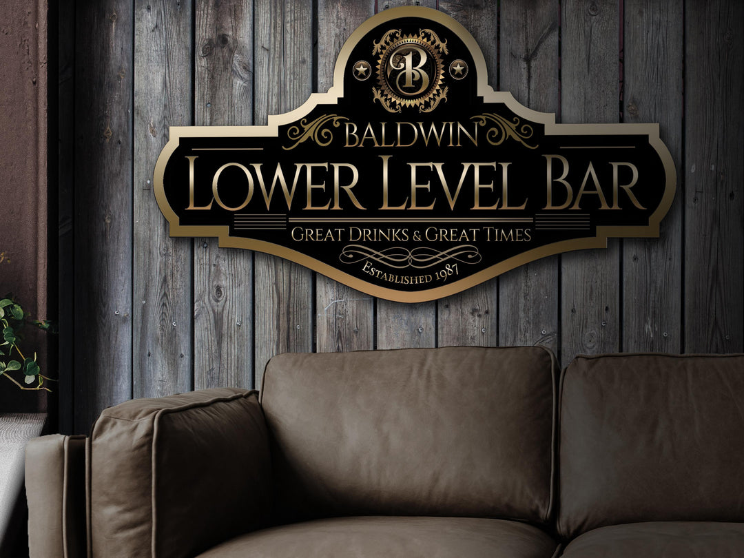 Lower Level Bar Sign | Personalized Bar Sign | Metal Bar Sign | Family Name Sign | Custom Lower Level Bar Sign | Lower Level Basement Bar