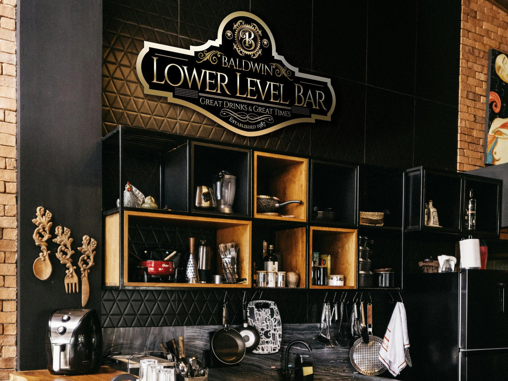 Lower Level Bar Sign | Personalized Bar Sign | Metal Bar Sign | Family Name Sign | Custom Lower Level Bar Sign | Lower Level Basement Bar
