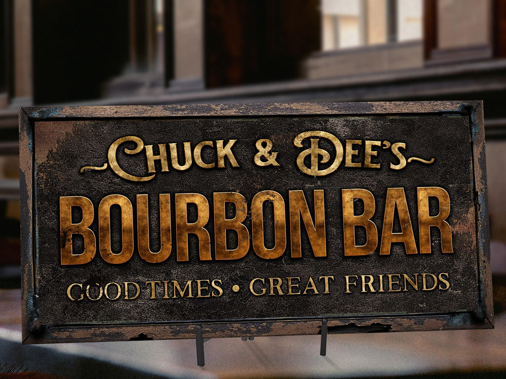 Bourbon Bar Sign | Personalized Bourbon Sign | Primitive Rust Bourbon Sign | Family Name Bourbon Sign | Bourbon Bar Decor Sign
