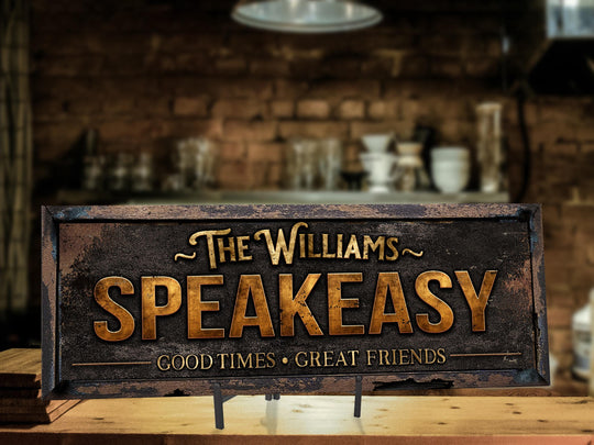 Speakeasy Sign | Personalized Speakeasy Bar Sign | Primitive Speakeasy Bar Sign | Custom Speakeasy Sign | Family Bar Decor