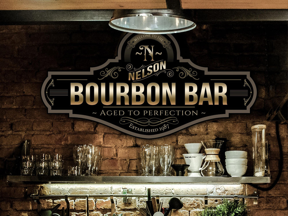 Bourbon Bar Sign | Personalized Bourbon Sign | Metal Bar Sign | Family Name Bar Sign | Custom Bourbon Bar Sign | Family Name Bar Decor Sign