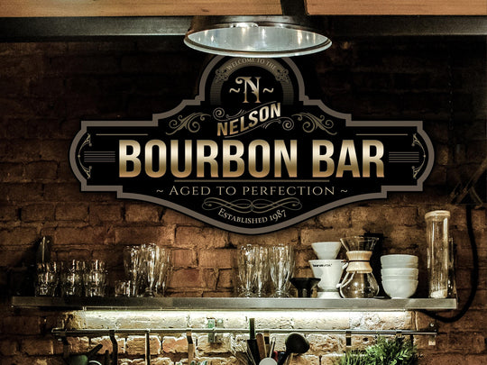 Bourbon Bar Sign | Personalized Bourbon Sign | Metal Bar Sign | Family Name Bar Sign | Custom Bourbon Bar Sign | Family Name Bar Decor Sign