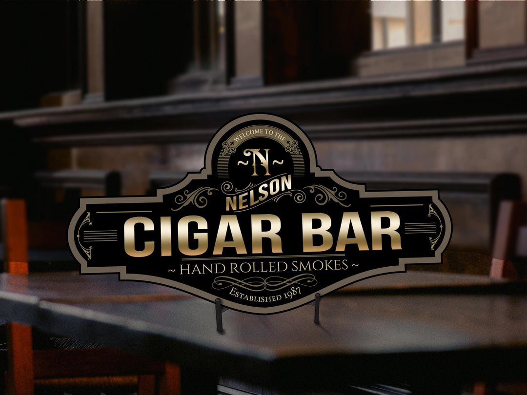 Cigar Bar Sign | Personalized Cigar Sign | Metal Bar Sign | Family Name Bar Sign | Custom Cigar Bar Sign | Family Name Cigar Bar Decor Sign
