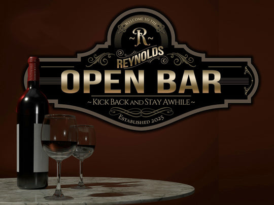 Open Bar Sign | Classy Open Bar Sign | Wedding Open Bar Sign | Wedding Bar Sign | Custom Open Bar Sign | Family Name Open Bar Decor Sign