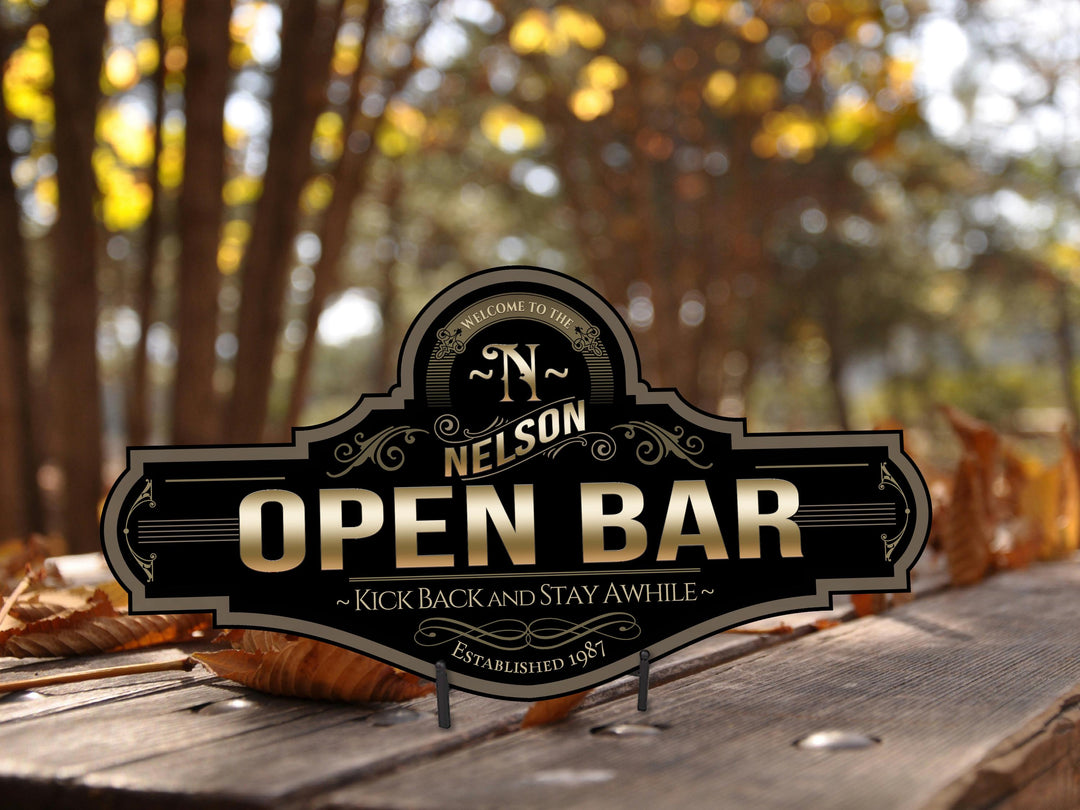 Open Bar Sign | Classy Open Bar Sign | Wedding Open Bar Sign | Wedding Bar Sign | Custom Open Bar Sign | Family Name Open Bar Decor Sign