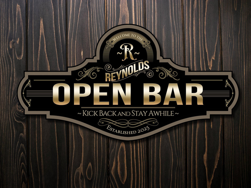 Open Bar Sign | Classy Open Bar Sign | Wedding Open Bar Sign | Wedding Bar Sign | Custom Open Bar Sign | Family Name Open Bar Decor Sign