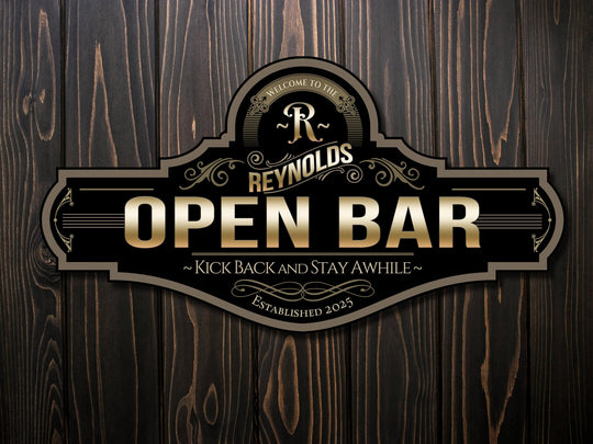 Open Bar Sign | Classy Open Bar Sign | Wedding Open Bar Sign | Wedding Bar Sign | Custom Open Bar Sign | Family Name Open Bar Decor Sign