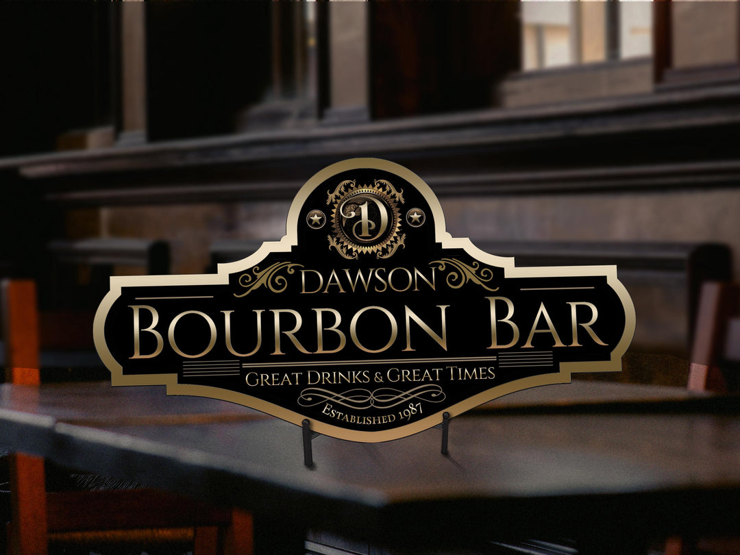 Bourbon Bar Sign personalized with your name and Est. Year.