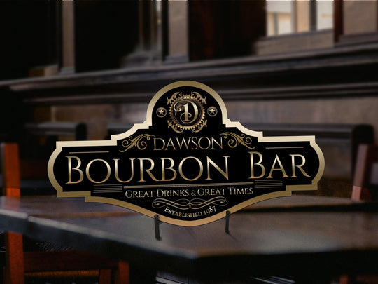 Bourbon Bar Sign personalized with your name and Est. Year.