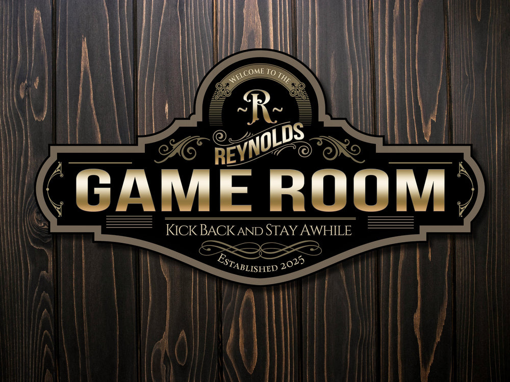 Game Room Sign | Classy Game Room Sign | Vintage Game Room Sign | Personalized Game Room Sign | Custom Family Sign | Family Name Decor Sign