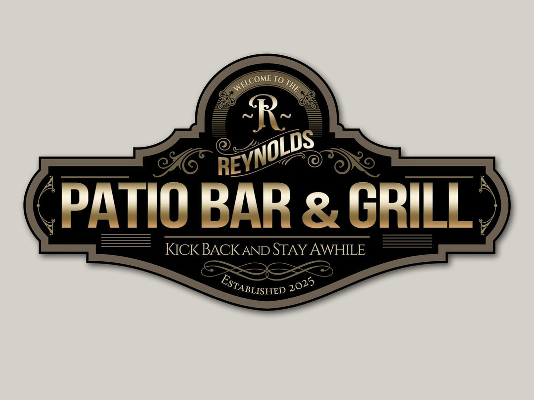 Patio Bar & Grill Sign | Personalized Patio Bar Sign | Metal Patio Bar and Grill Sign | Family Name Patio Bar Sign | Custom Patio Sign