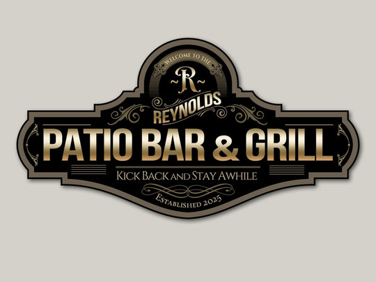 Patio Bar & Grill Sign | Personalized Patio Bar Sign | Metal Patio Bar and Grill Sign | Family Name Patio Bar Sign | Custom Patio Sign