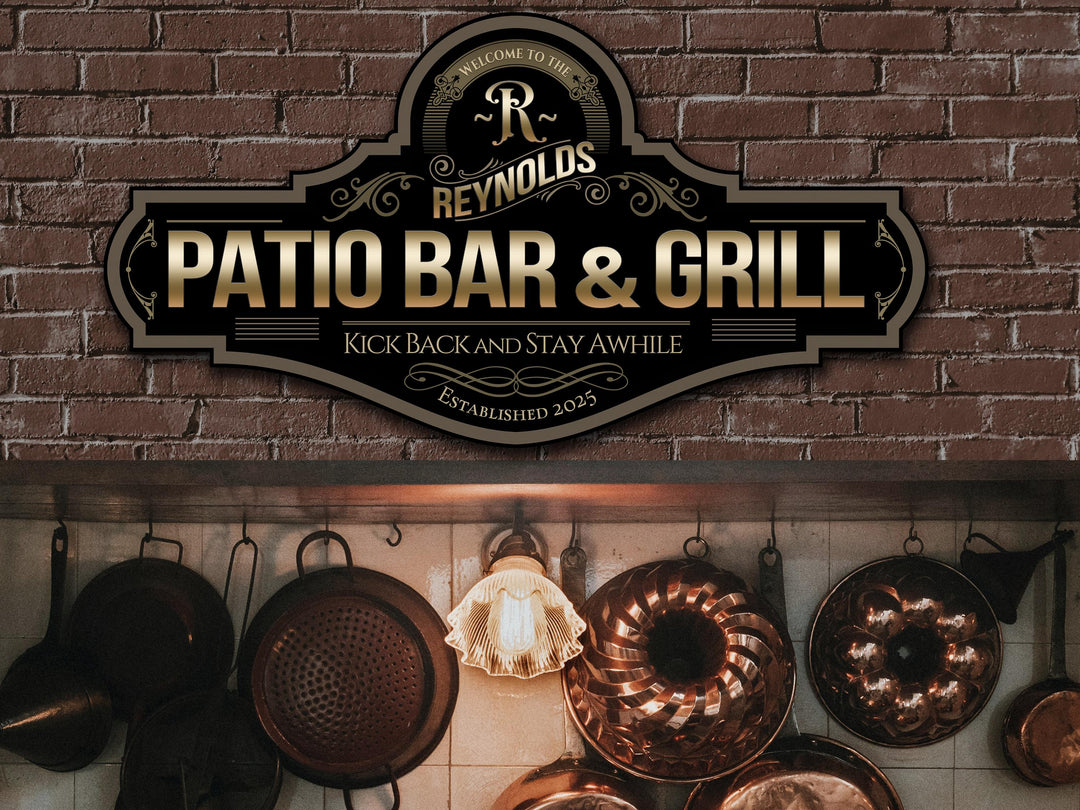 Patio Bar & Grill Sign | Personalized Patio Bar Sign | Metal Patio Bar and Grill Sign | Family Name Patio Bar Sign | Custom Patio Sign
