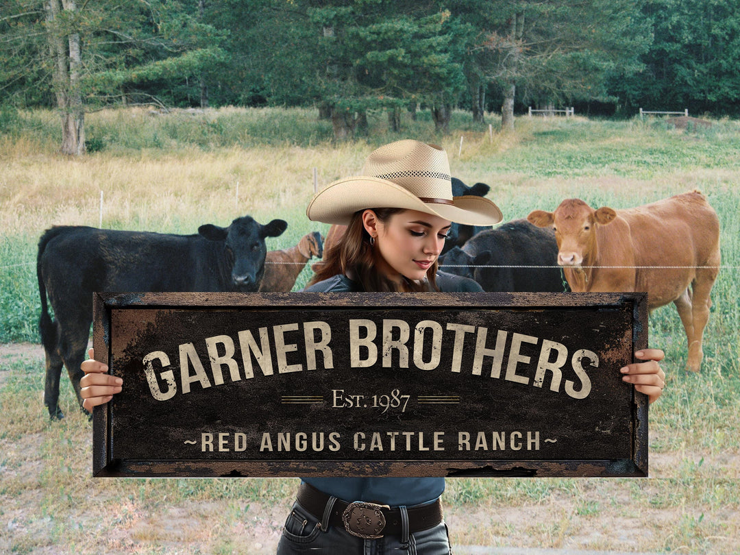 Red Angus Ranch Sign, Ranch Gate Sign, Red Angus Cattle Sign, Custom Farm Sign, Custom Barn Sign, Oversized Barn Sign, Red Angus Cattle Sign