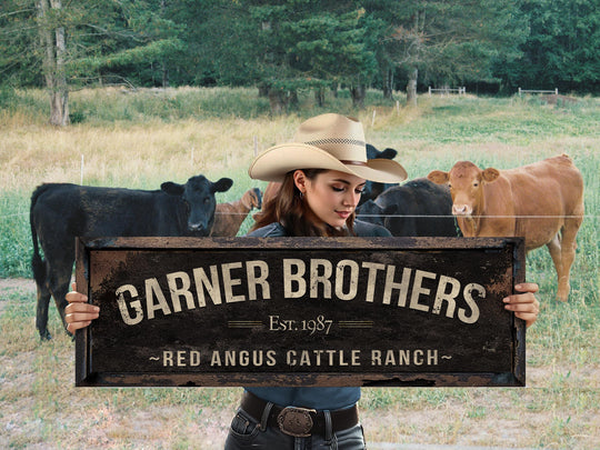 Red Angus Ranch Sign, Ranch Gate Sign, Red Angus Cattle Sign, Custom Farm Sign, Custom Barn Sign, Oversized Barn Sign, Red Angus Cattle Sign