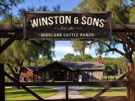 Highland Cattle Sign, Ranch Gate Sign, Highland Cattle Farm Sign, Custom Farm Sign, Custom Barn Sign, Oversized Barn Sign, Big Farm Sign