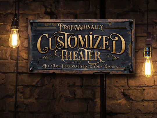 Home Theater Sign, Personalized Theater Sign, Family Name Sign, Customized Game Room Decor, Theater Decor, Gift for Her, Housewarming Gift