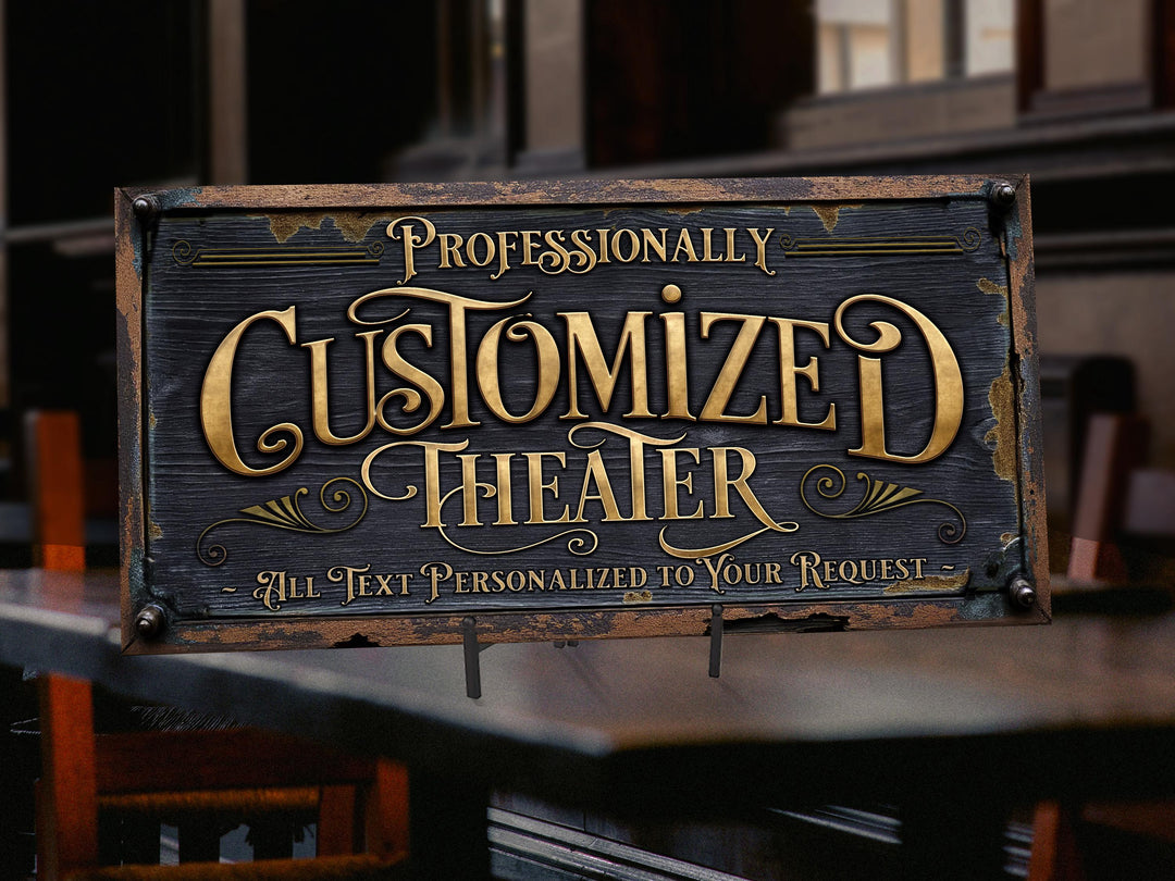 Home Theater Sign, Personalized Theater Sign, Family Name Sign, Customized Game Room Decor, Theater Decor, Gift for Her, Housewarming Gift