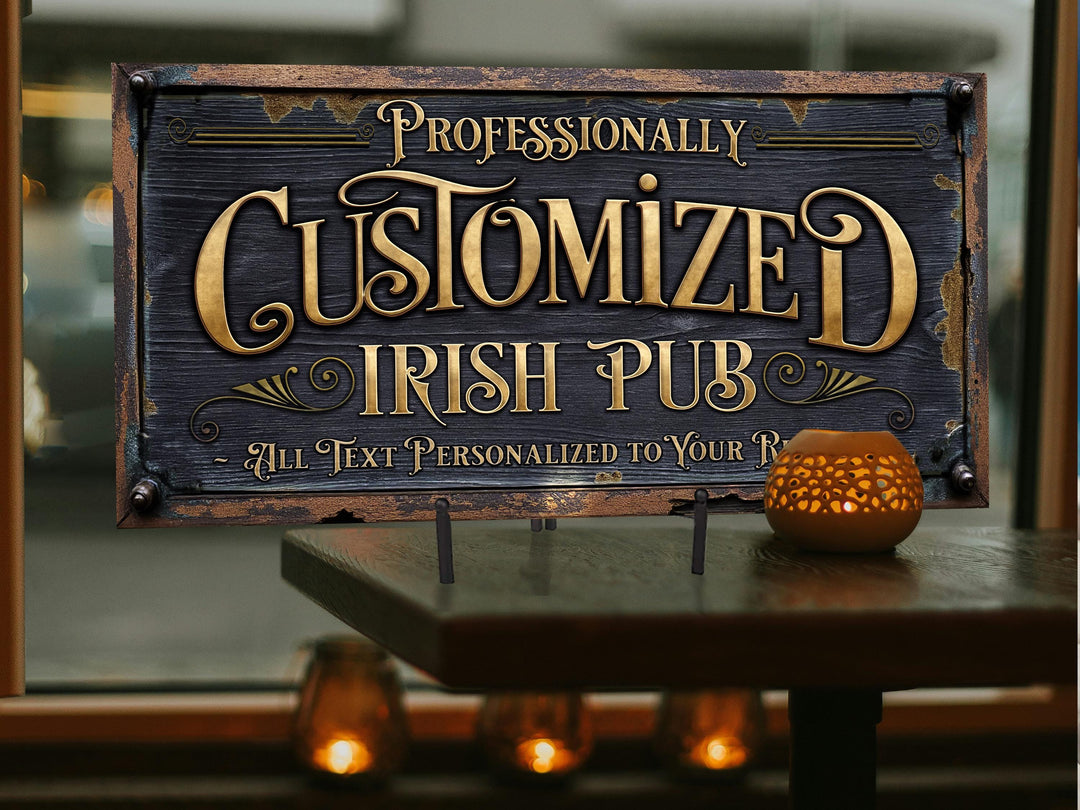 Irish Pub Sign, Personalized Irish Pub Sign, Family Name Pub Sign, Bar Sign, Custom Pub Sign, Bar Decor, Gift for Him, Housewarming Gift