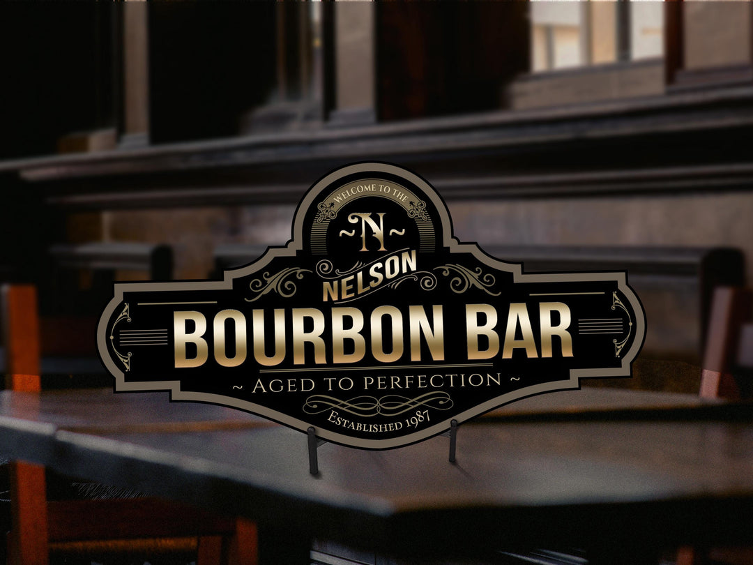 Bourbon Bar Sign | Personalized Bourbon Sign | Metal Bar Sign | Family Name Bar Sign | Custom Bourbon Bar Sign | Family Name Bar Decor Sign