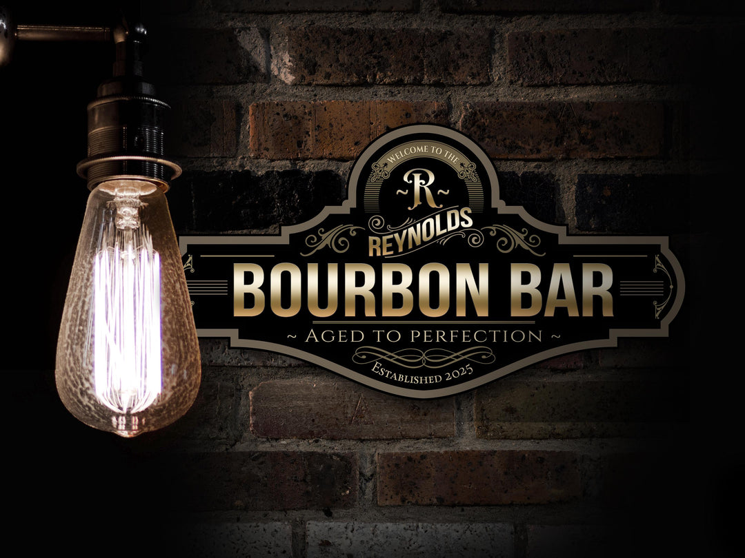 Bourbon Bar Sign | Personalized Bourbon Sign | Metal Bar Sign | Family Name Bar Sign | Custom Bourbon Bar Sign | Family Name Bar Decor Sign