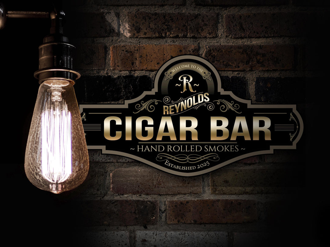 Cigar Bar Sign | Personalized Cigar Sign | Metal Bar Sign | Family Name Bar Sign | Custom Cigar Bar Sign | Family Name Cigar Bar Decor Sign