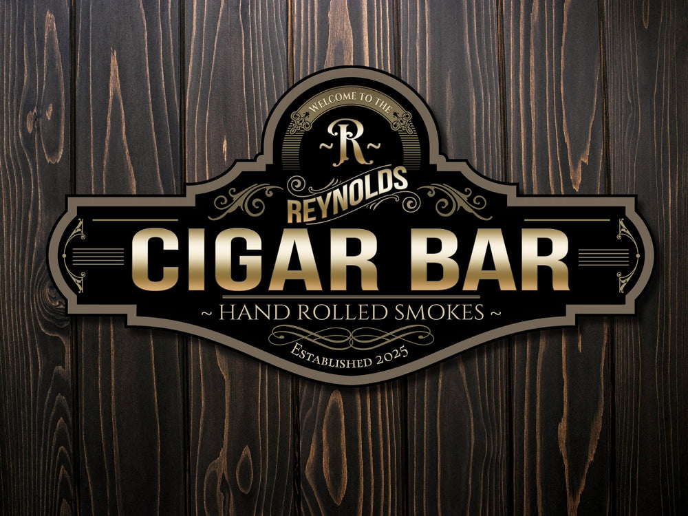 Cigar Bar Sign | Personalized Cigar Sign | Metal Bar Sign | Family Name Bar Sign | Custom Cigar Bar Sign | Family Name Cigar Bar Decor Sign