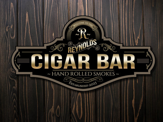 Cigar Bar Sign | Personalized Cigar Sign | Metal Bar Sign | Family Name Bar Sign | Custom Cigar Bar Sign | Family Name Cigar Bar Decor Sign