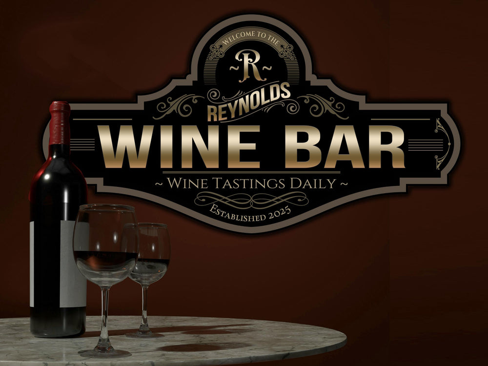Personalized Wine Sign | Wine Bar Sign | Metal Bar Sign | Family Name Wine Sign | Custom Wine Bar Sign | Family Name Wine Bar Decor Sign
