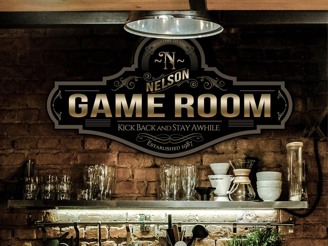Game Room Sign | Classy Game Room Sign | Vintage Game Room Sign | Personalized Game Room Sign | Custom Family Sign | Family Name Decor Sign