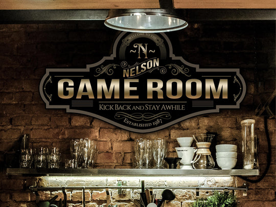 Game Room Sign | Classy Game Room Sign | Vintage Game Room Sign | Personalized Game Room Sign | Custom Family Sign | Family Name Decor Sign