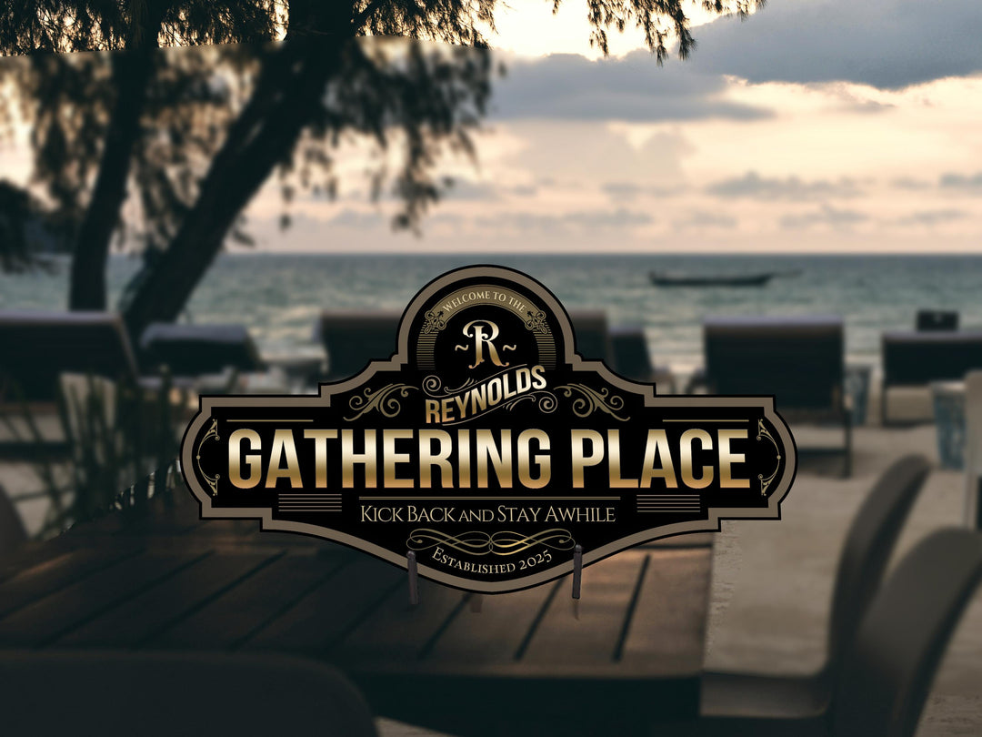 Gathering Place Sign | Personalized Family Name Sign | Metal Gather Sign | Family Name Sign | Custom Gathering Place Sign | Gathering Sign