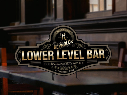 Lower Level Bar Sign | Personalized Lower Level Bar Sign | Family Name Bar Sign | Custom Basement Bar Sign | Family Name Bar Decor Sign