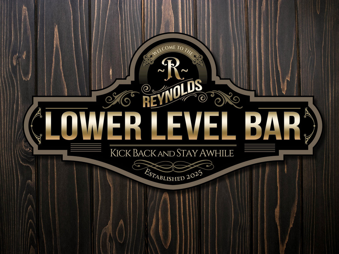 Lower Level Bar Sign | Personalized Lower Level Bar Sign | Family Name Bar Sign | Custom Basement Bar Sign | Family Name Bar Decor Sign