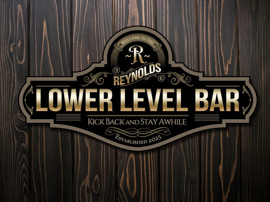 Lower Level Bar Sign | Personalized Lower Level Bar Sign | Family Name Bar Sign | Custom Basement Bar Sign | Family Name Bar Decor Sign