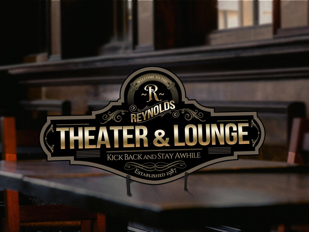 Theater & Lounge Sign | Personalized Theater Sign | Family Lounge Sign | Family Name Sign | Custom Theater Sign | Family Name Bar Decor Sign