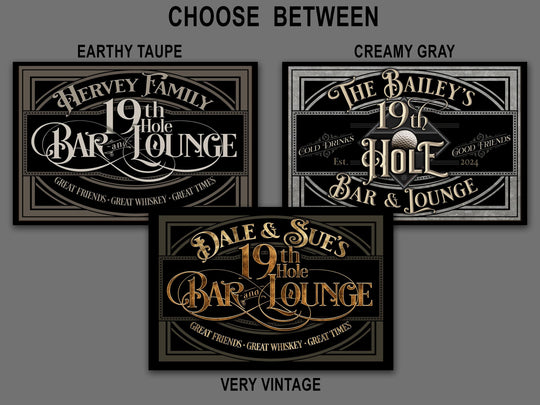 19th Hole Bar Sign | Personalized 19th Hole Sign | Golf Sign Style | Very Vintage Scheme | Golf Lounge Sign | Free International Shipping