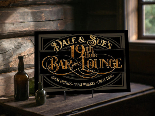 19th Hole Bar Sign | Personalized 19th Hole Sign | Golf Sign Style | Very Vintage Scheme | Golf Lounge Sign | Free International Shipping