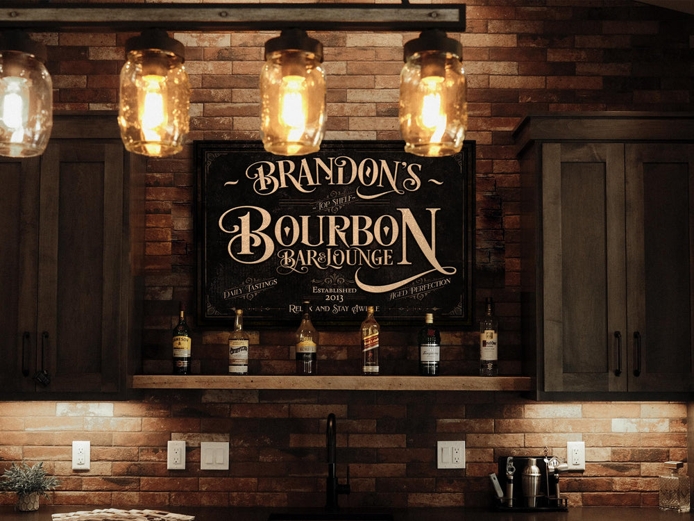 Bourbon Bar Sign, Bourbon Decor, Bar Decor, Personalized Bourbon Bar Sign, Family Name Bourbo Bar Sign, International Free Shipping