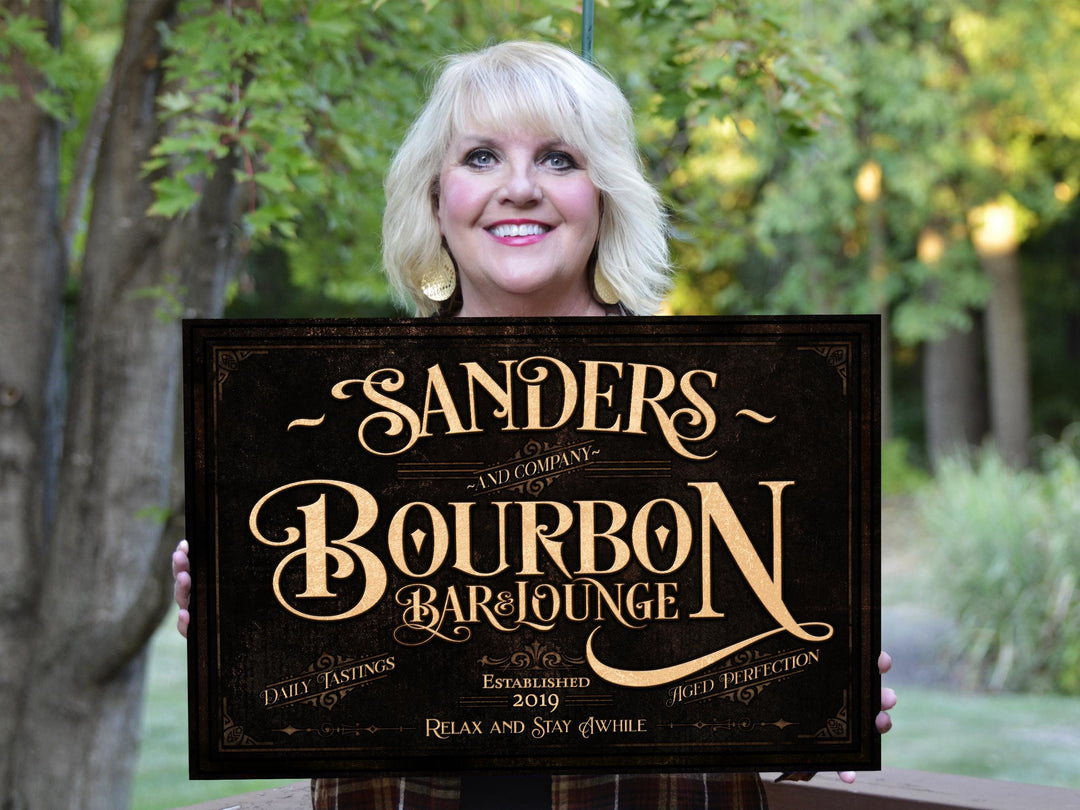 Bourbon Bar Sign, Bourbon Decor, Bar Decor, Personalized Bourbon Bar Sign, Family Name Bourbo Bar Sign, International Free Shipping