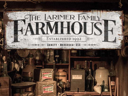 The Farmhouse Sign | Custom Last Name Sign | Personalized Farmhouse Sign | Living Room Wall Art | Free International Shipping
