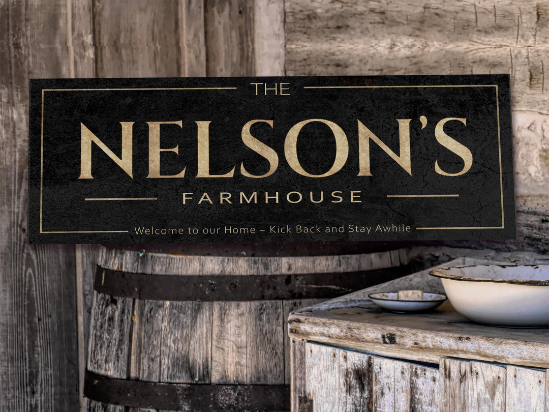 Classic Vintage Farmhouse Sign | Custom Last Name Sign | Personalized Farmhouse Sign | Living Room Wall Art | Free International Shipping