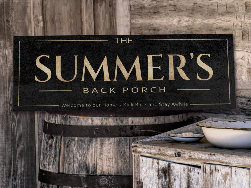 Classic Vintage Back Porch Sign | Custom Last Name Sign | Personalized Porch Sign | Patio & Porch Decor | Free International Shipping