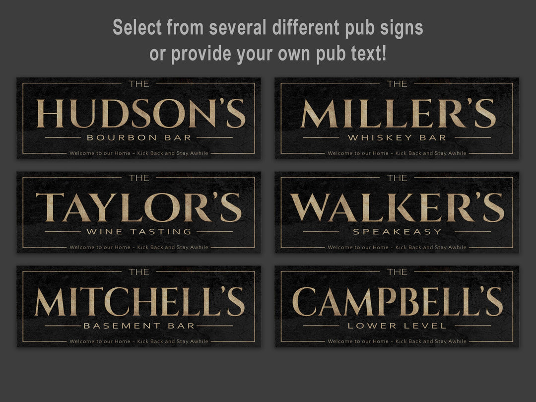 Custom Bar Signs | Choose a Pub Sign | Personalized Home Bar Sign | Bar Wall Art | Personalized Bar Art | Free International Shipping